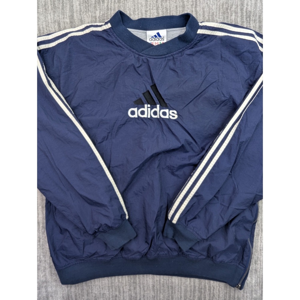Vintage Y2K Adidas Jacket Men's Large Blue Pullover Windbreaker Track Suit Lined